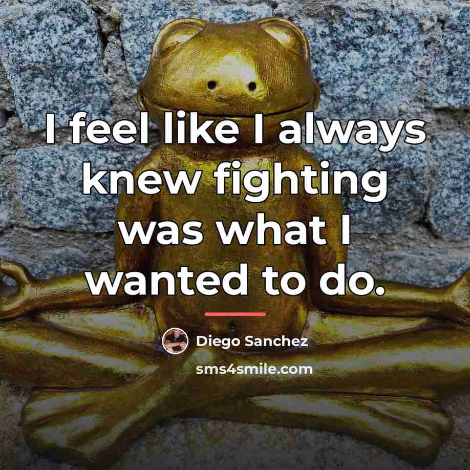 “I feel like I always knew fighting was what I…” quote by Diego Sanchez