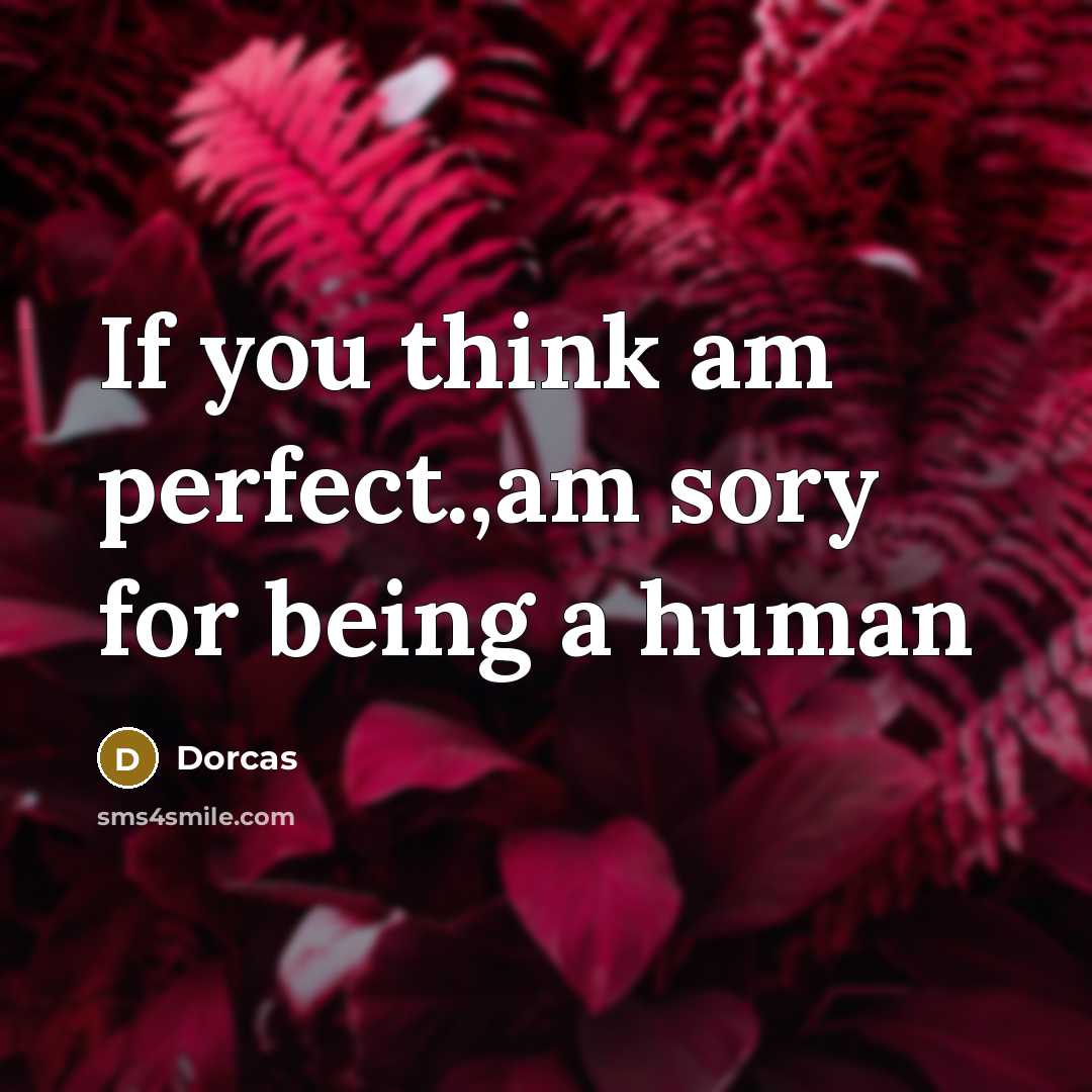 “If you think am perfect.,am sory for being a human” quote by Dorcas
