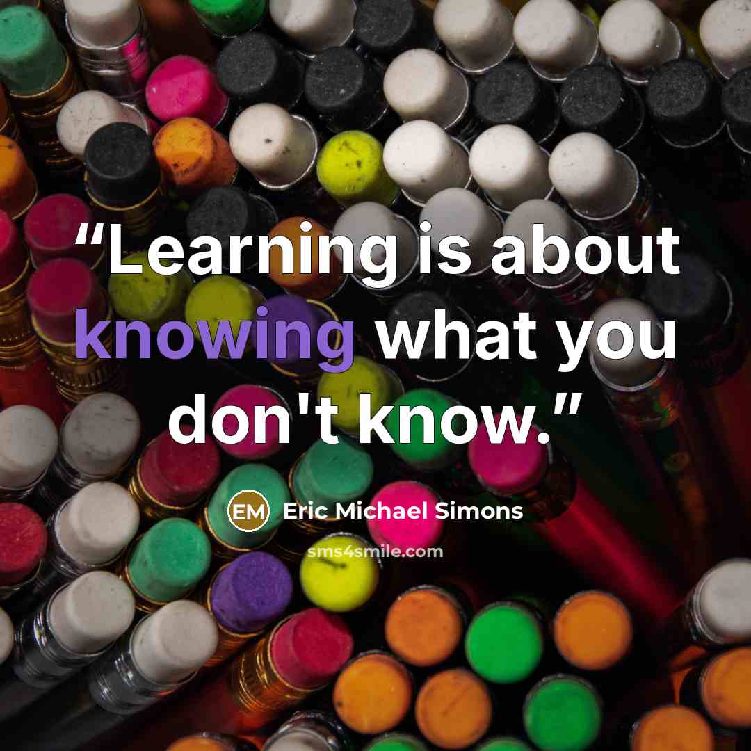 “Learning is about knowing what you don't know.” quote by Eric Michael Simons