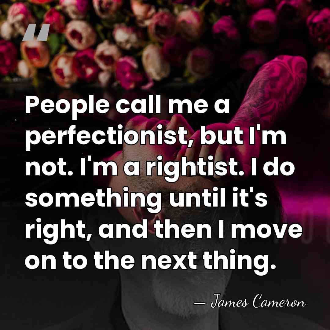 People call me a perfectionist, but I'm not. I'm a rightist. I&hellip; - James Cameron