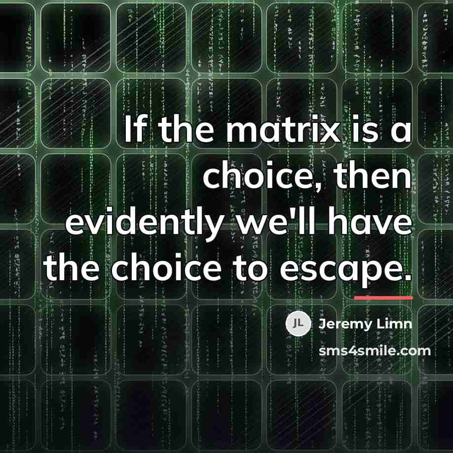 “If the matrix is a choice, then evidently we'll have…” quote by Jeremy Limn