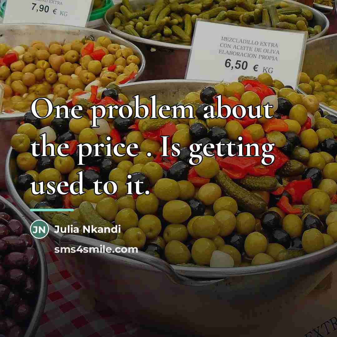 “One problem about the price . Is getting used to…” quote by Julia Nkandi