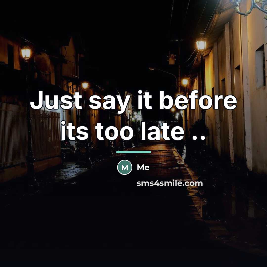 “Just say it before its too late ..…” quote by Me