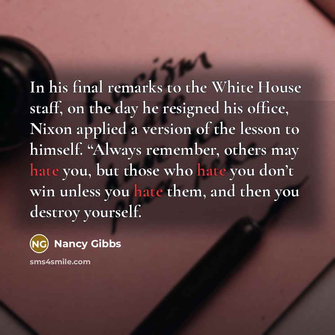 “In his final remarks to the White House staff, on…” quote by Nancy Gibbs