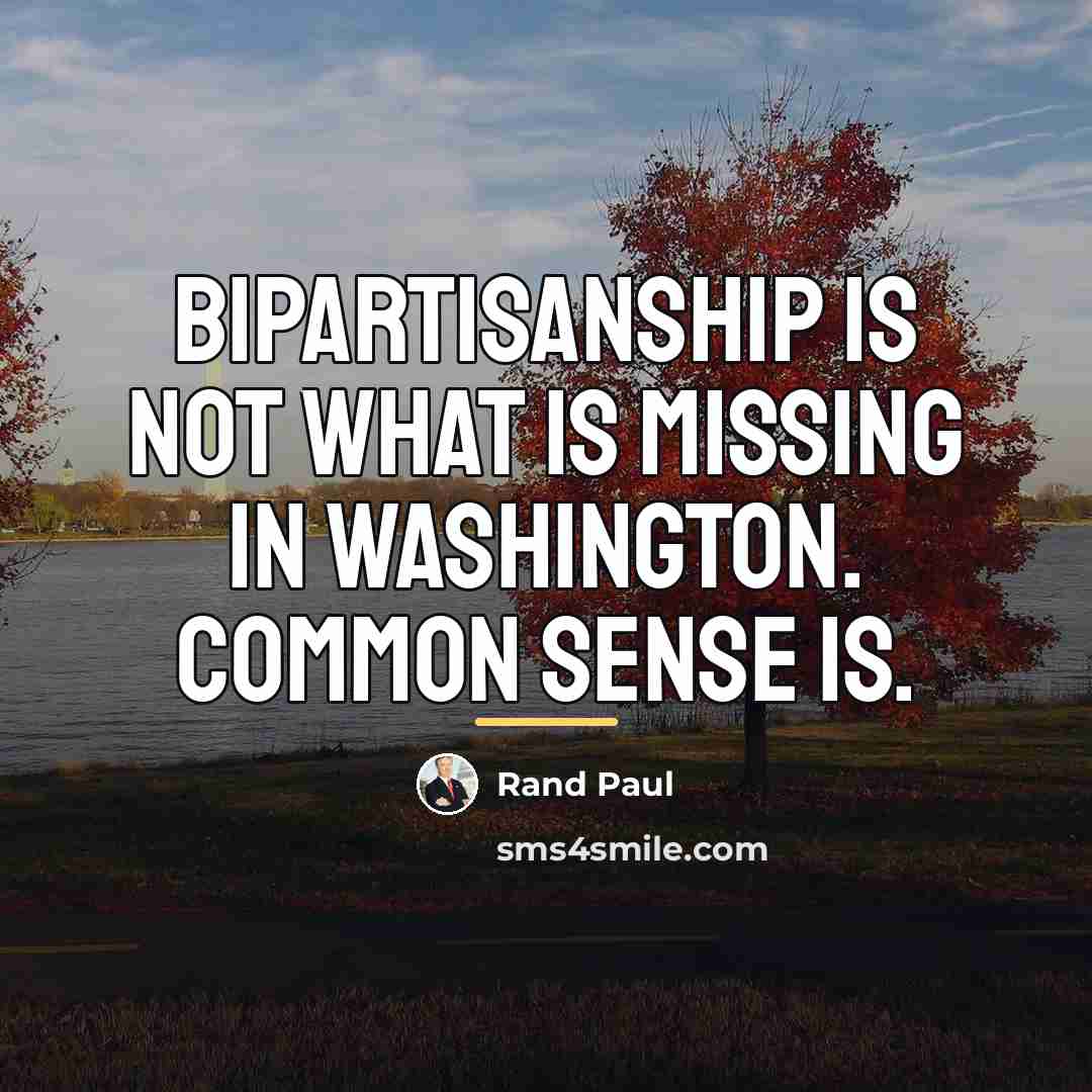 “Bipartisanship is not what is missing in Washington. Common sense…” quote by Rand Paul