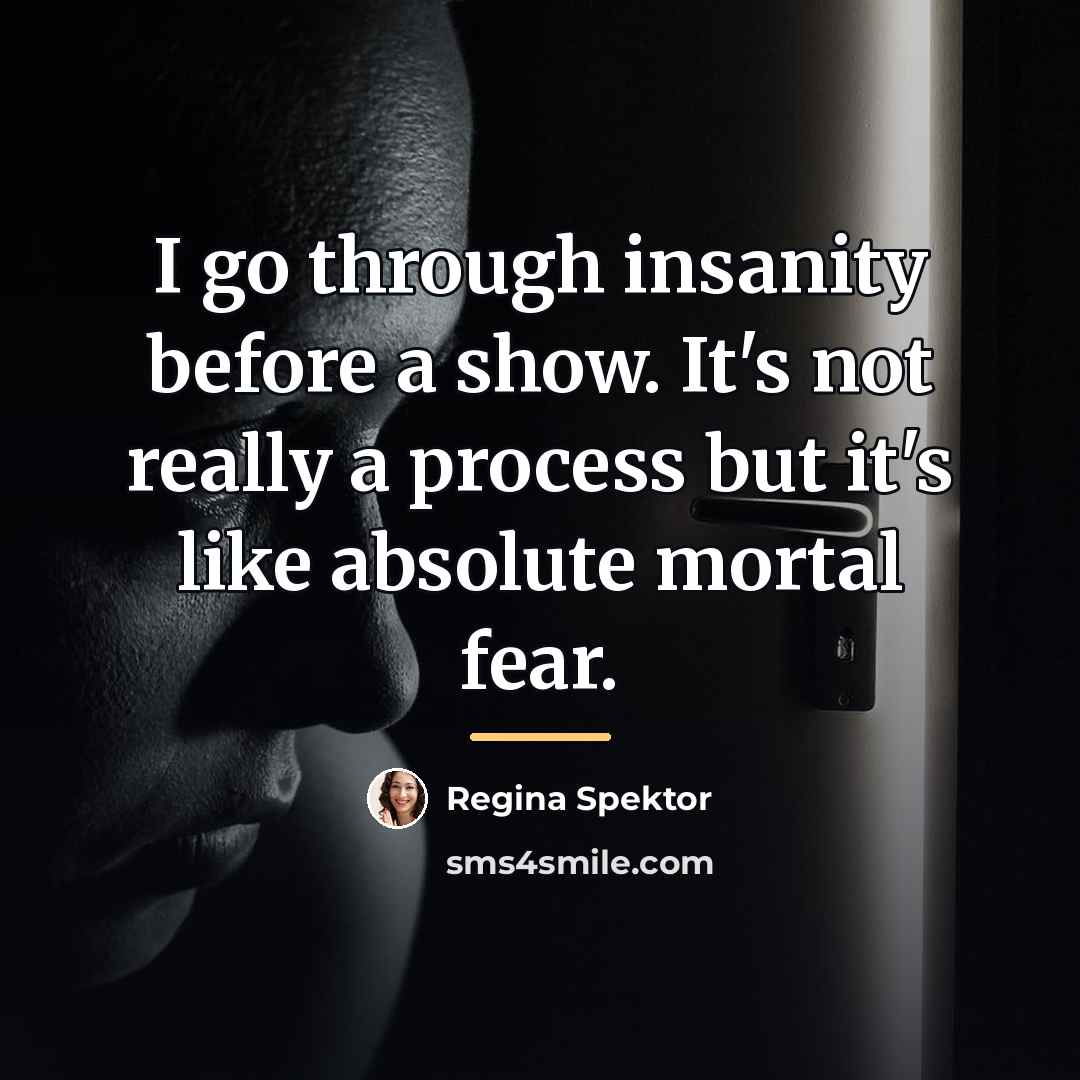 “I go through insanity before a show. It's not really…” quote by Regina Spektor