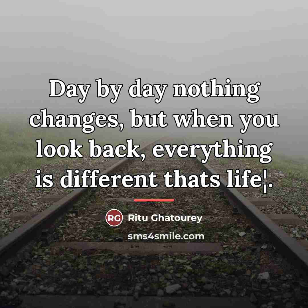 “Day by day nothing changes, but when you look back,…” quote by Ritu Ghatourey