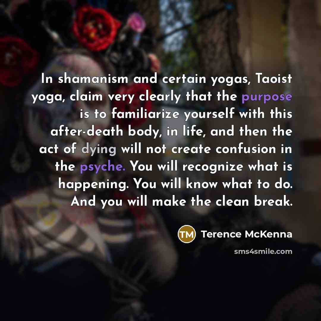 “In shamanism and certain yogas, Taoist yoga, claim very clearly…” quote by Terence McKenna