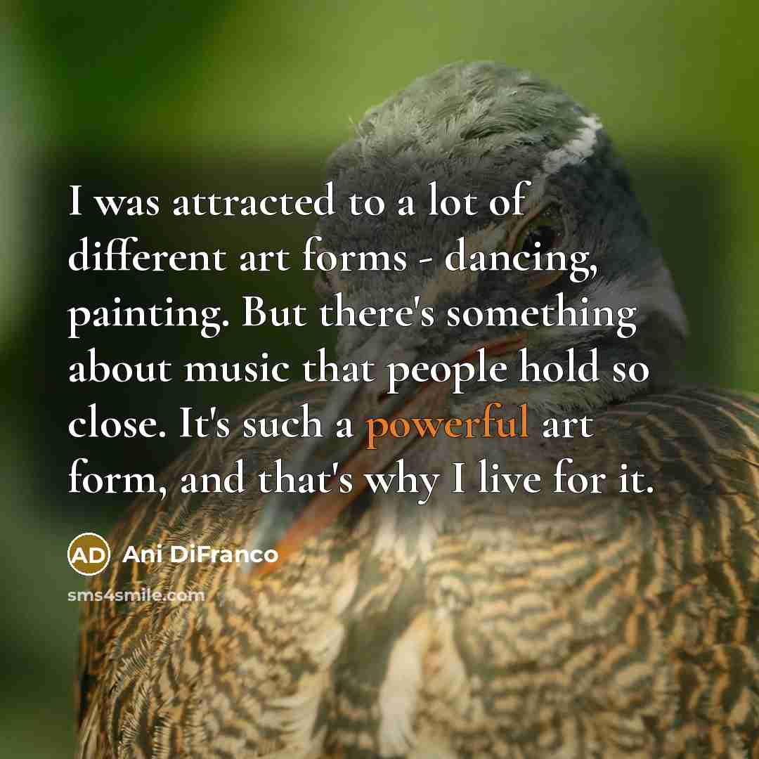 “I was attracted to a lot of different art forms…” quote by Ani DiFranco