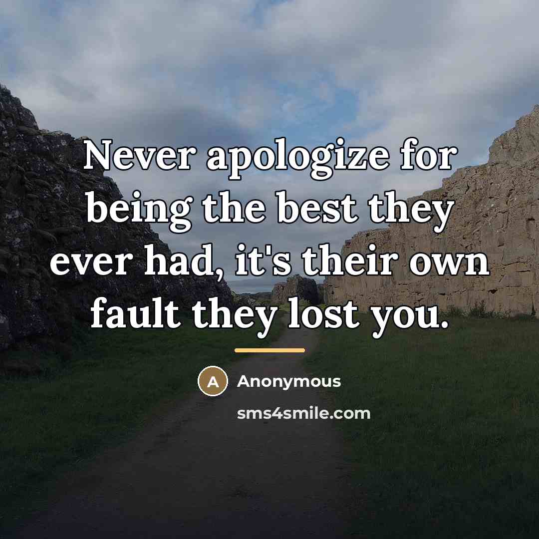 “Never apologize for being the best they ever had, it's…” quote by Anonymous