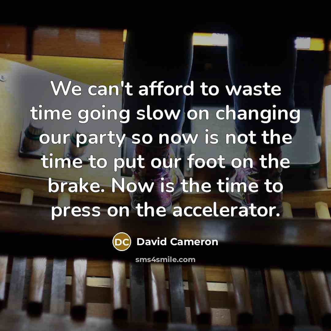 “We can't afford to waste time going slow on changing…” quote by David Cameron