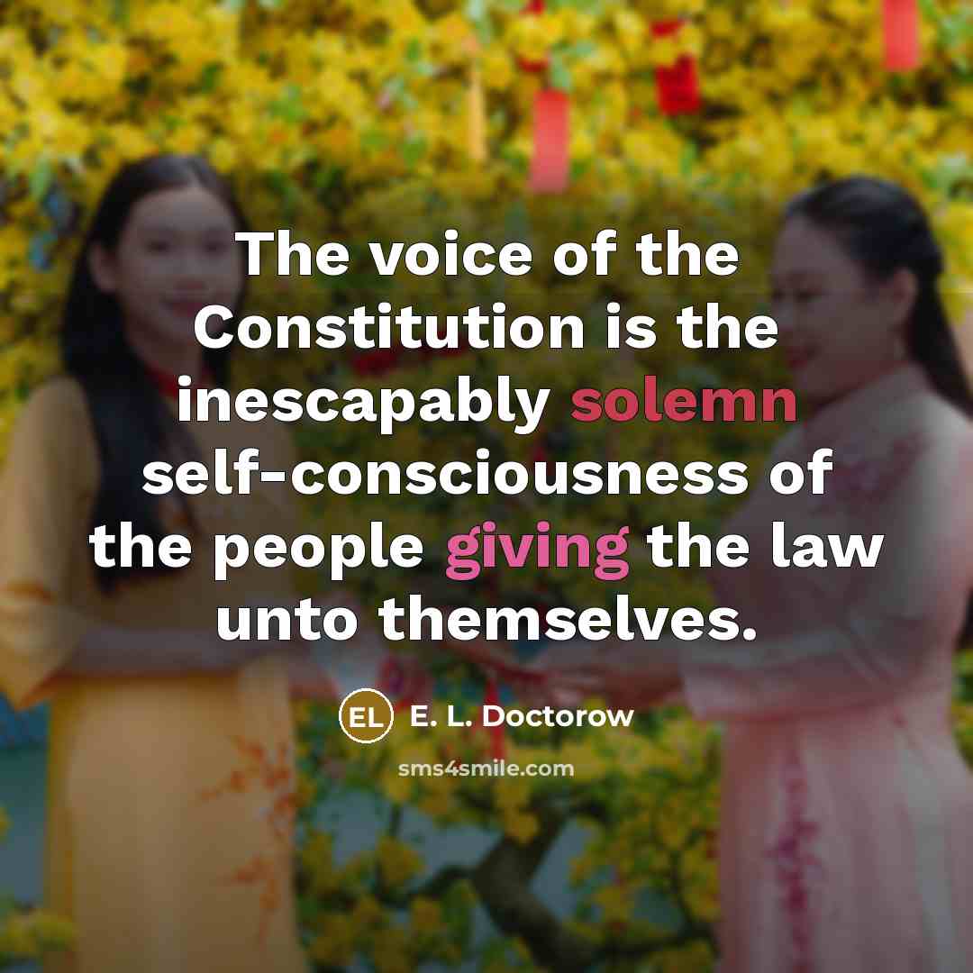 “The voice of the Constitution is the inescapably solemn self-consciousness…” quote by E. L. Doctorow