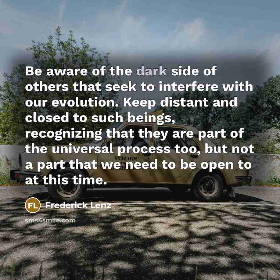 “Be aware of the dark side of others that seek…” quote by Frederick Lenz
