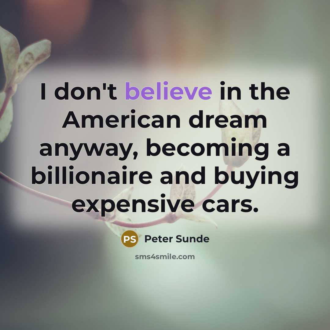 “I don't believe in the American dream anyway, becoming a…” quote by Peter Sunde