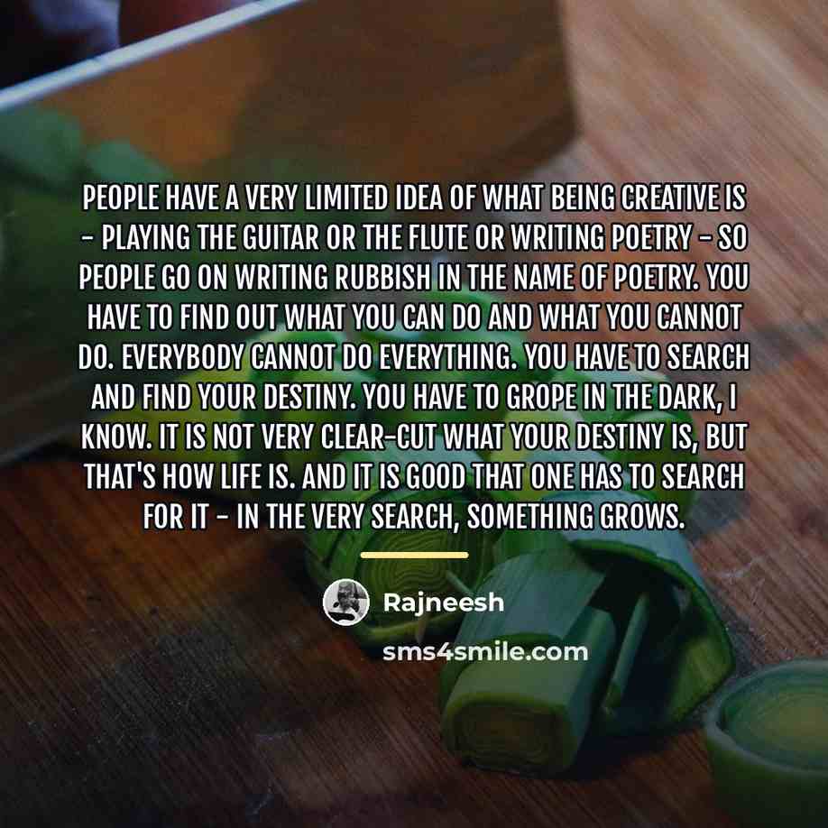 “People have a very limited idea of what being creative…” quote by Rajneesh