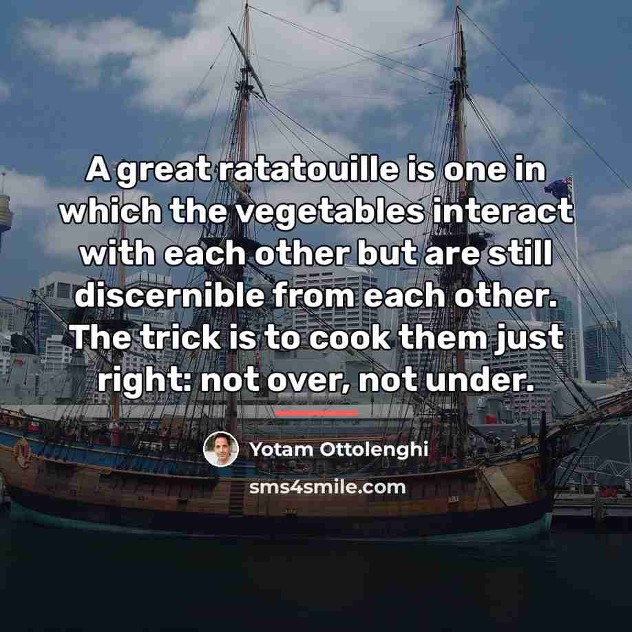 “A great ratatouille is one in which the vegetables interact…” quote by Yotam Ottolenghi