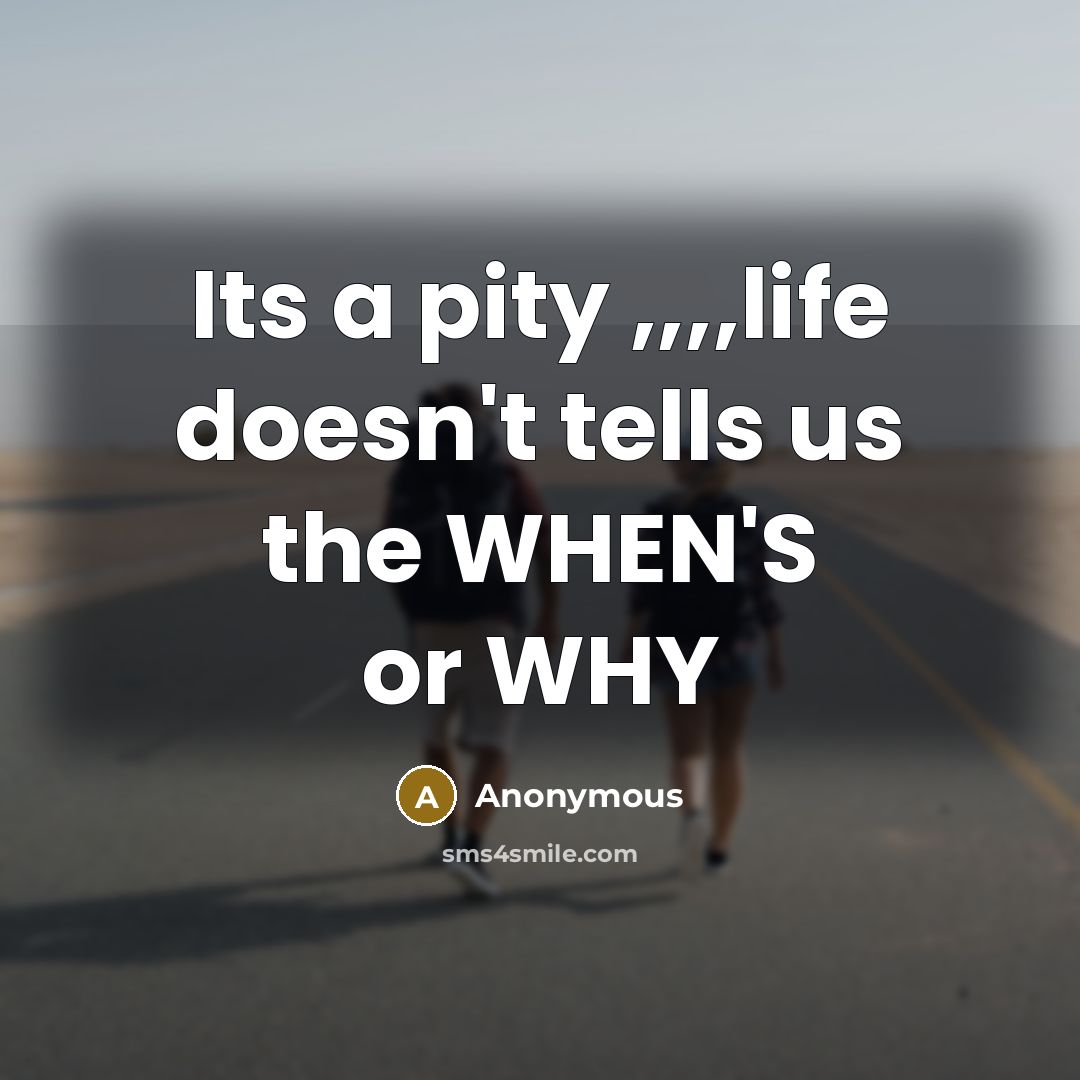 “Its a pity ,,,,life doesn't tells us the WHEN'S or…” quote by Anonymous