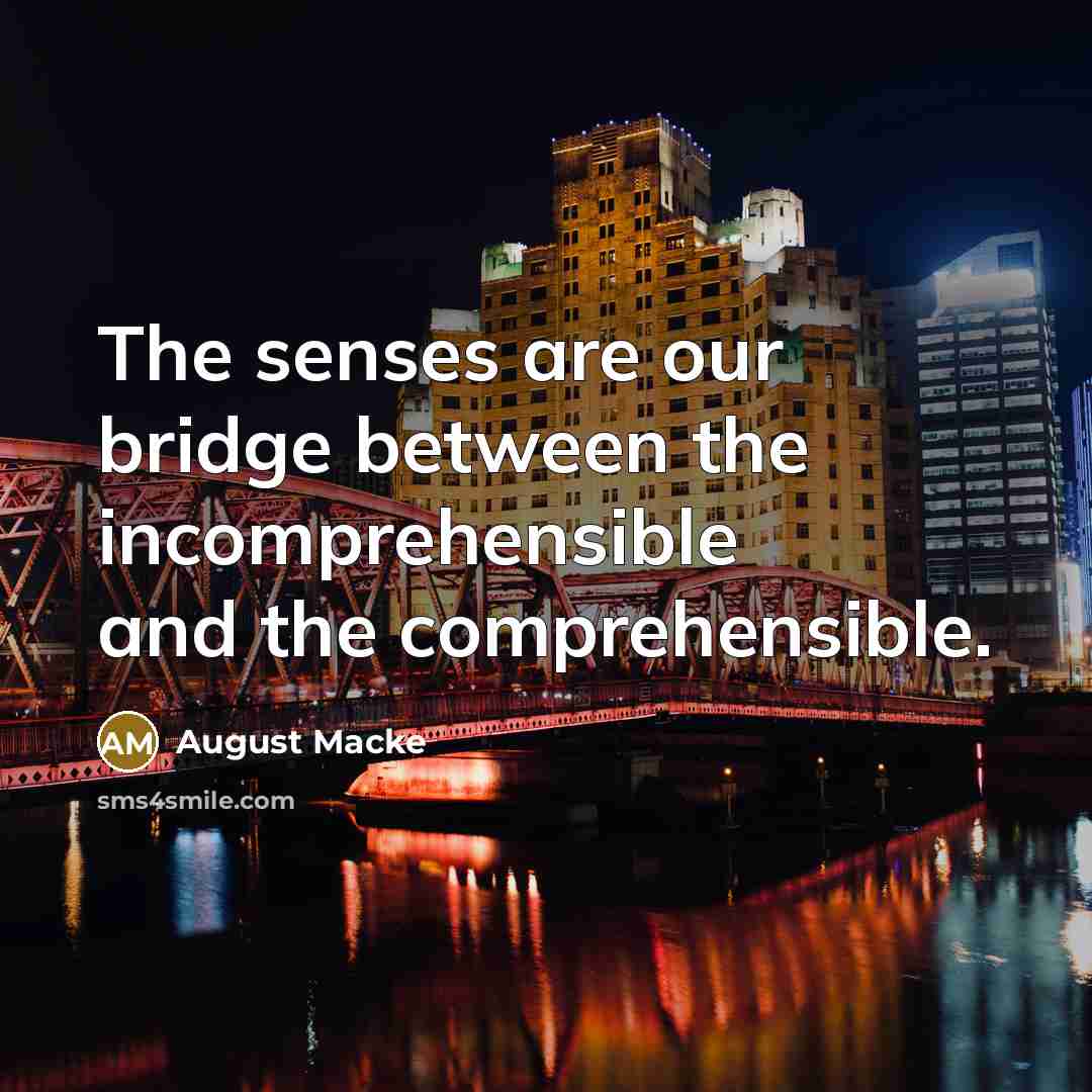 “The senses are our bridge between the incomprehensible and the…” quote by August Macke