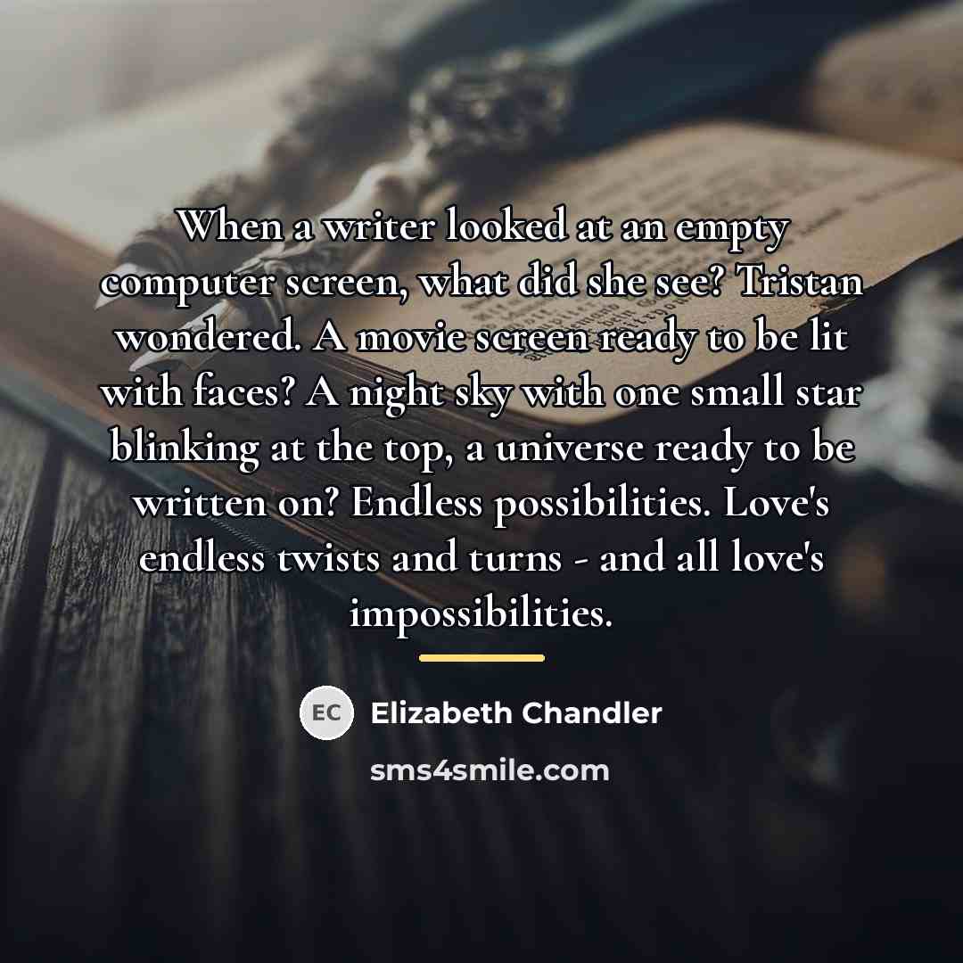 “When a writer looked at an empty computer screen, what…” quote by Elizabeth Chandler