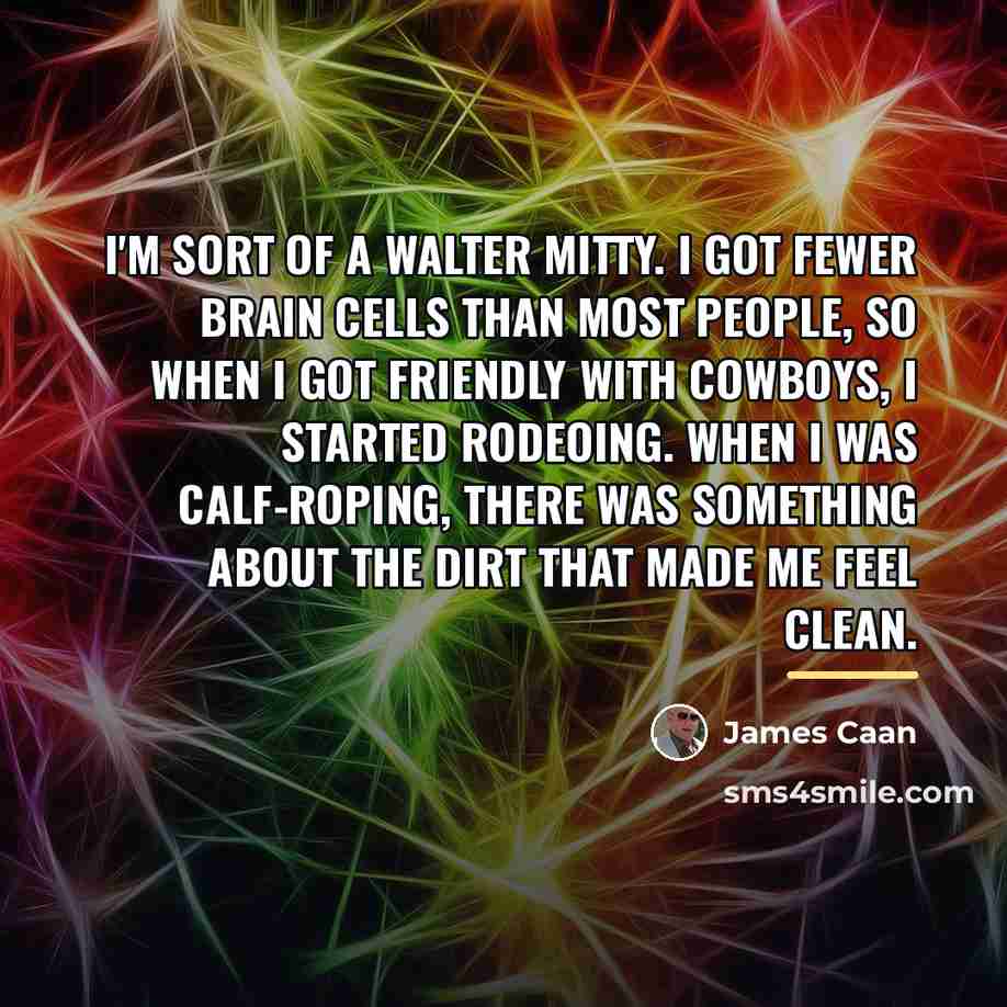 “I'm sort of a Walter Mitty. I got fewer brain…” quote by James Caan