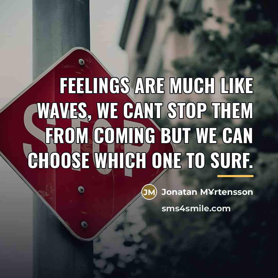 “Feelings are much like waves, we cant stop them from…” quote by Jonatan M¥rtensson