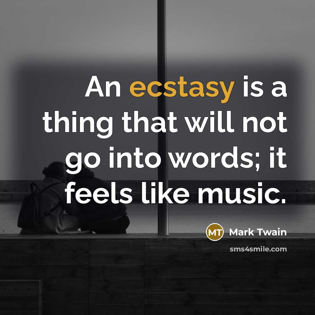“An ecstasy is a thing that will not go into…” quote by Mark Twain