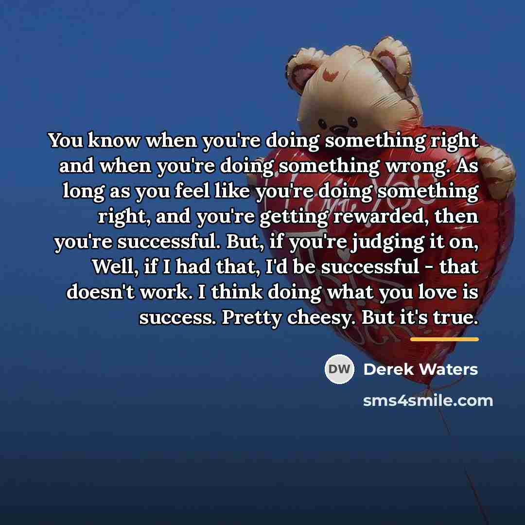 “You know when you're doing something right and when you're…” quote by Derek Waters