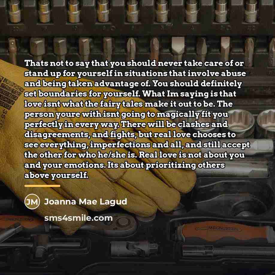 “Thats not to say that you should never take care…” quote by Joanna Mae Lagud