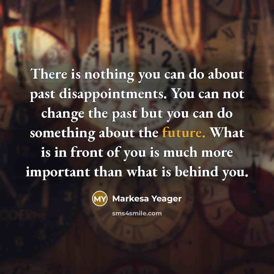 “There is nothing you can do about past disappointments. You…” quote by Markesa Yeager