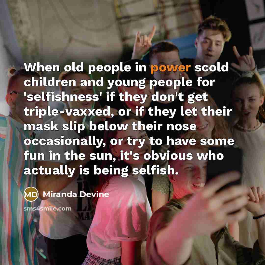 “When old people in power scold children and young people…” quote by Miranda Devine