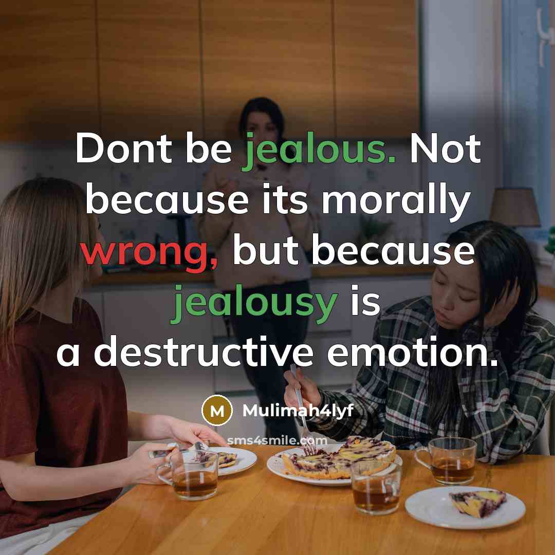 “Dont be jealous. Not because its morally wrong, but because jealousy is a destructive emotion.” quote by Mulimah4lyf