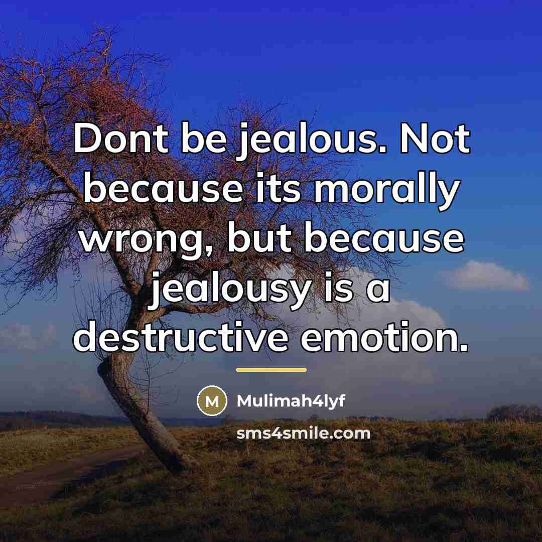 “Dont be jealous. Not because its morally wrong, but because…” quote by Mulimah4lyf