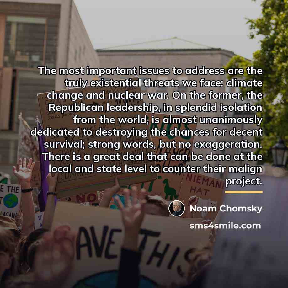 “The most important issues to address are the truly existential…” quote by Noam Chomsky