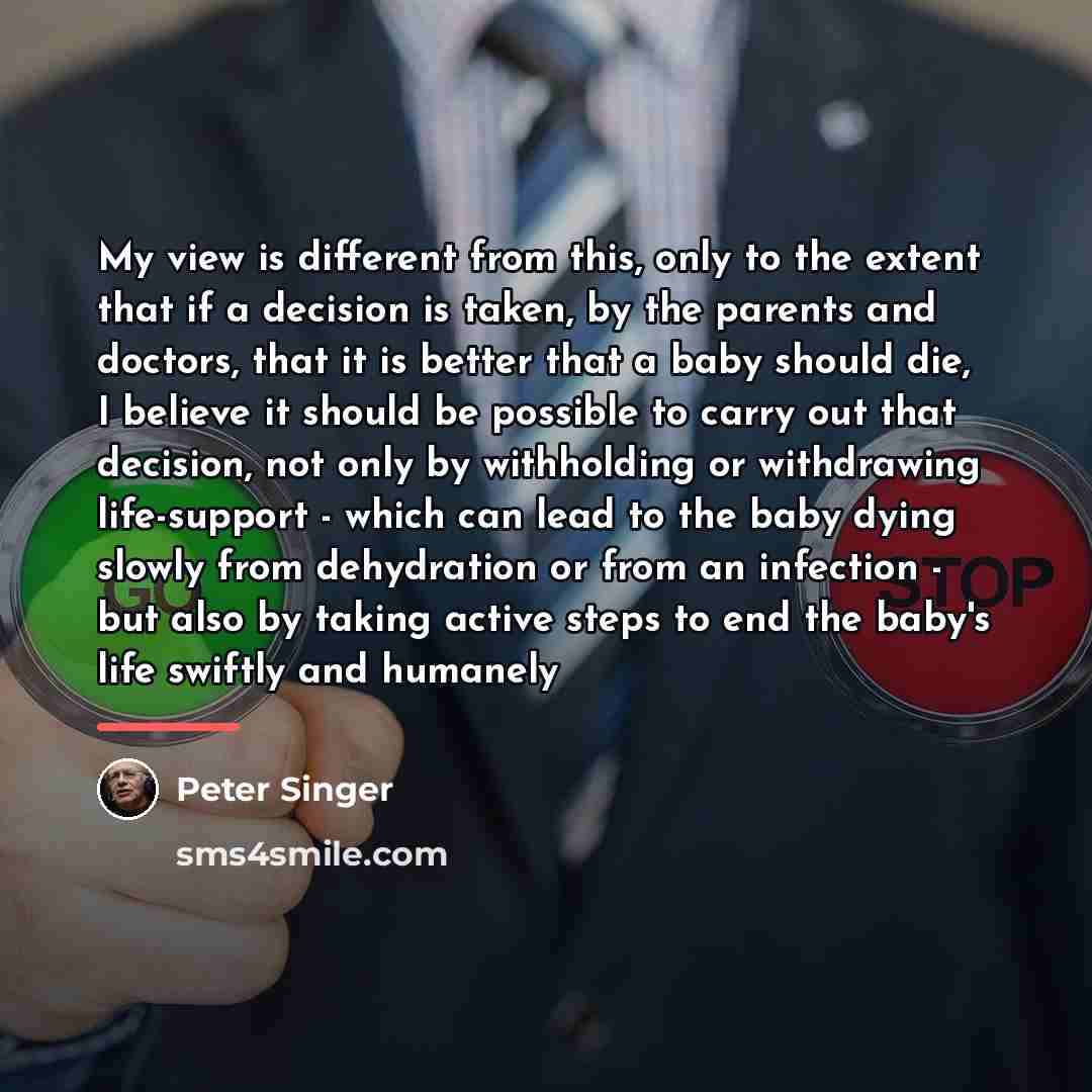 “My view is different from this, only to the extent…” quote by Peter Singer