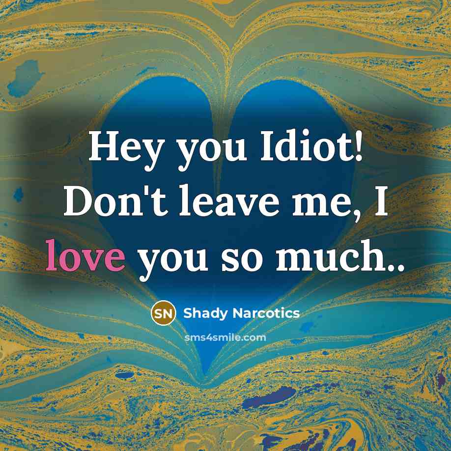 “Hey you Idiot! Don't leave me, I love you so…” quote by Shady Narcotics