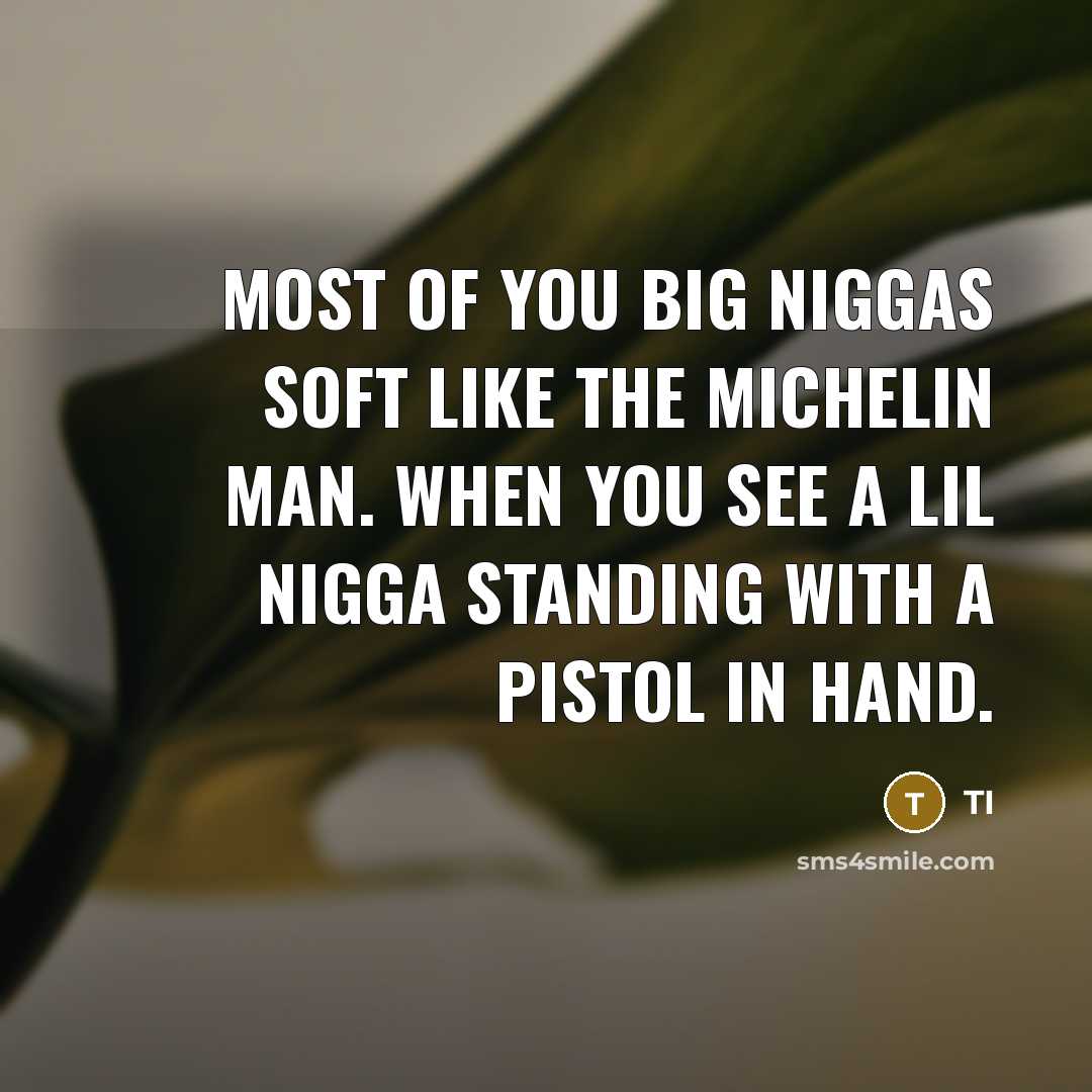 “Most of you big niggas soft like the Michelin Man.…” quote by TI