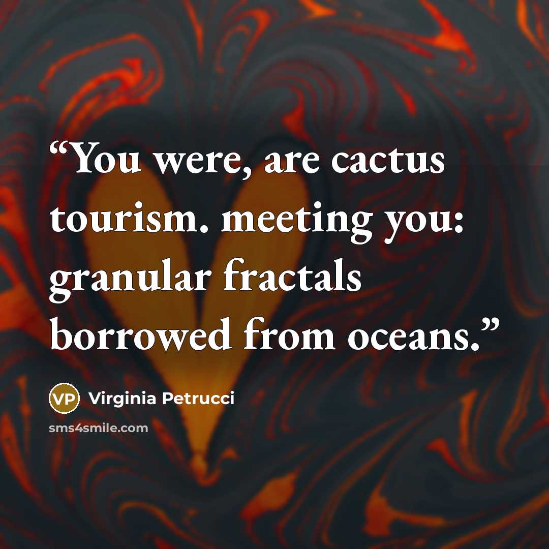 “You were, are cactus tourism. meeting you: granular fractals borrowed from oceans.” quote by Virginia Petrucci