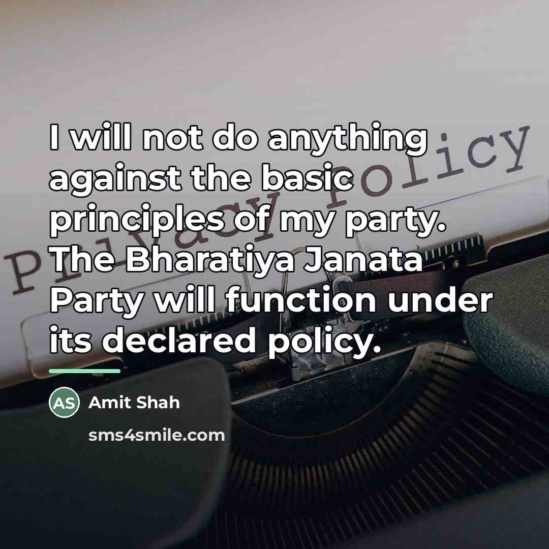 “I will not do anything against the basic principles of…” quote by Amit Shah