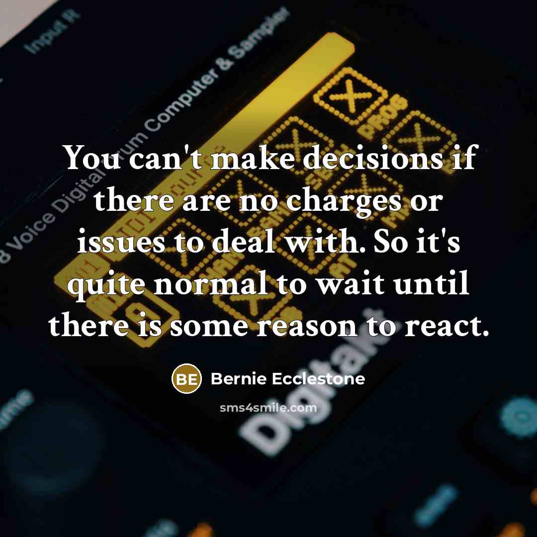 “You can't make decisions if there are no charges or…” quote by Bernie Ecclestone