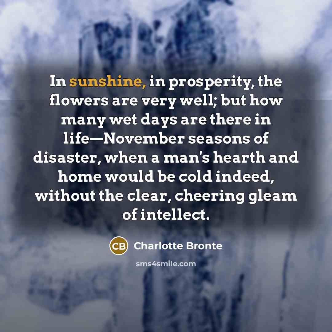 “In sunshine, in prosperity, the flowers are very well; but…” quote by Charlotte Bronte