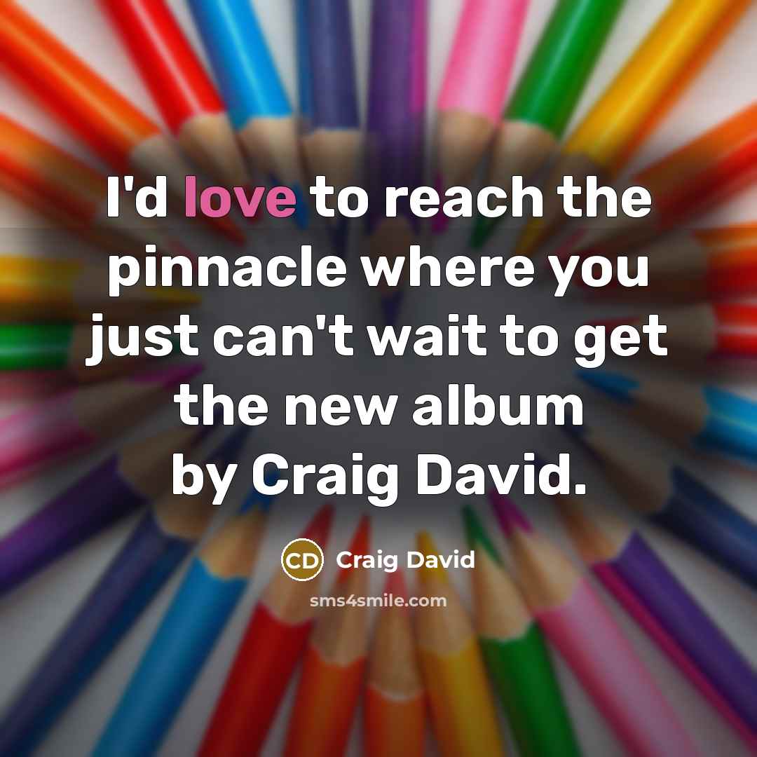 “I'd love to reach the pinnacle where you just can't…” quote by Craig David