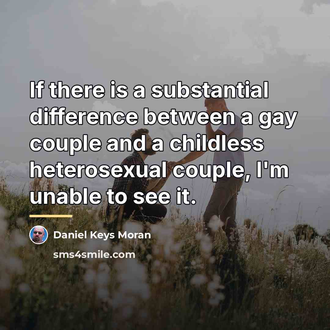 “If there is a substantial difference between a gay couple…” quote by Daniel Keys Moran