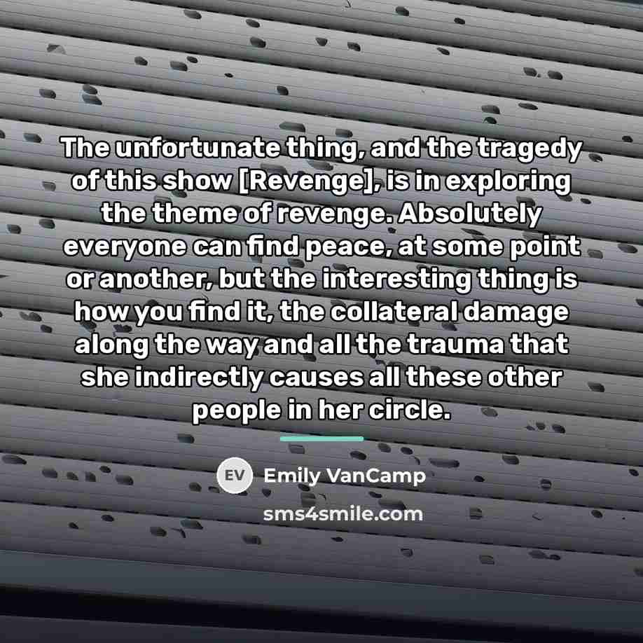 “The unfortunate thing, and the tragedy of this show [Revenge],…” quote by Emily VanCamp