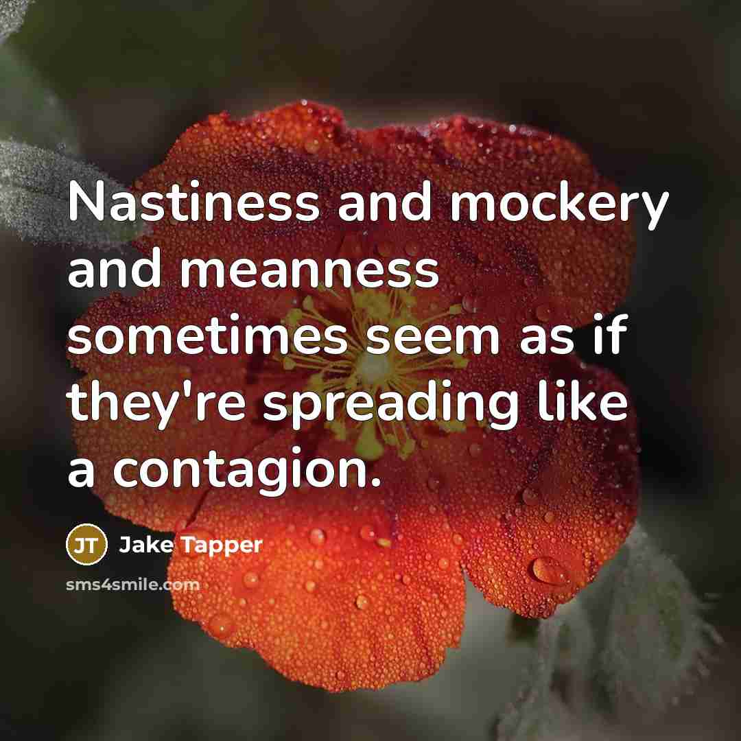 “Nastiness and mockery and meanness sometimes seem as if they're…” quote by Jake Tapper