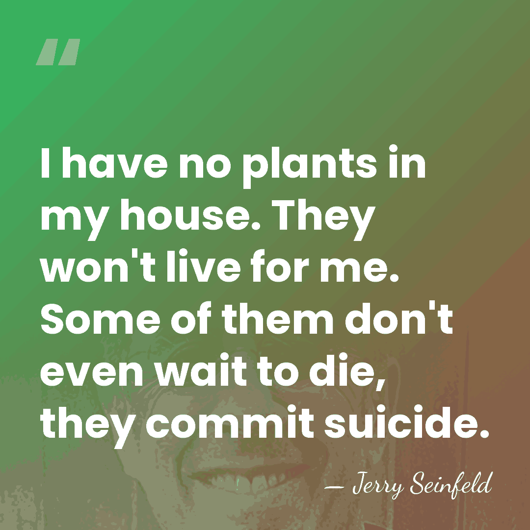 I have no plants in my house. They won't live for me.&hellip; - Jerry Seinfeld