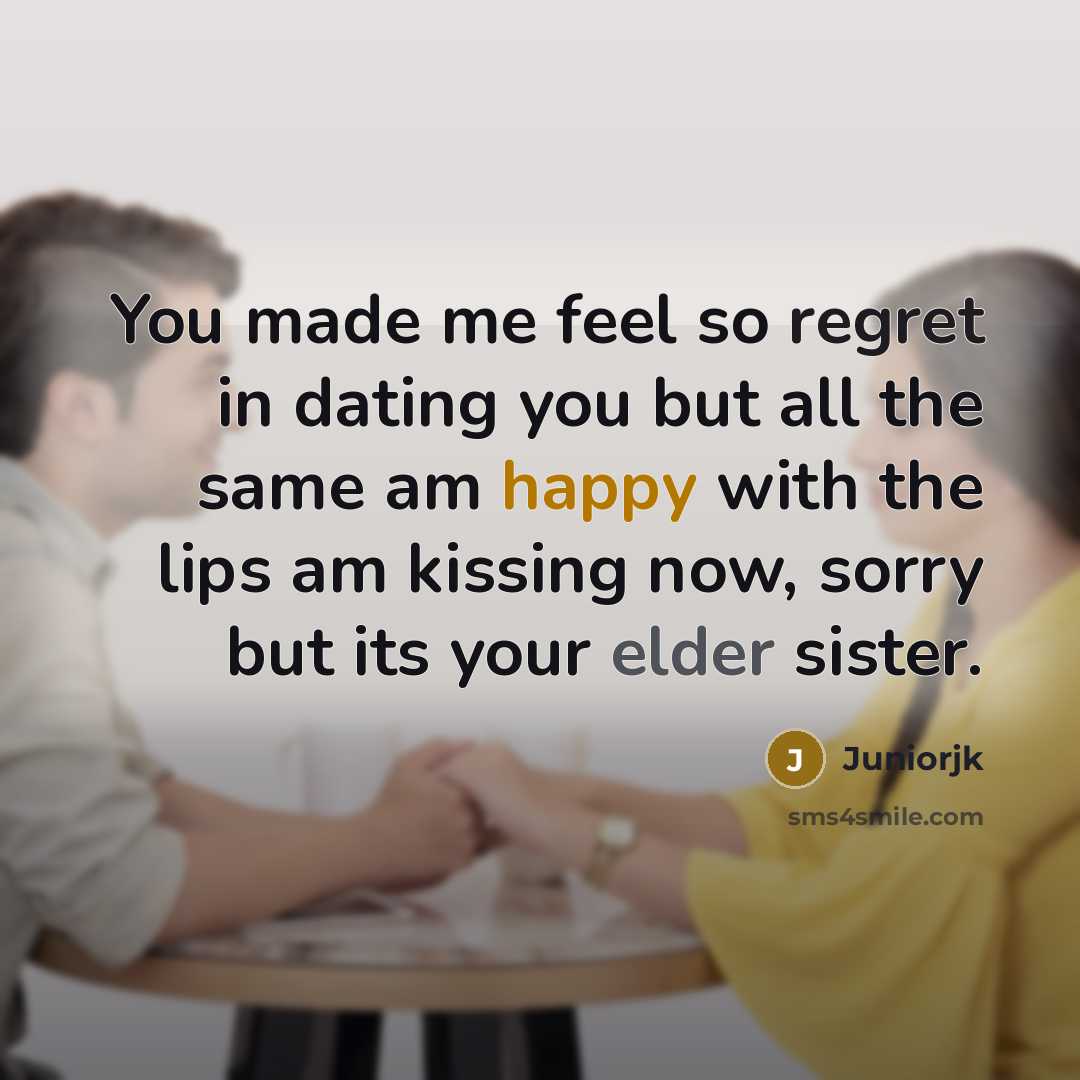 “You made me feel so regret in dating you but…” quote by Juniorjk