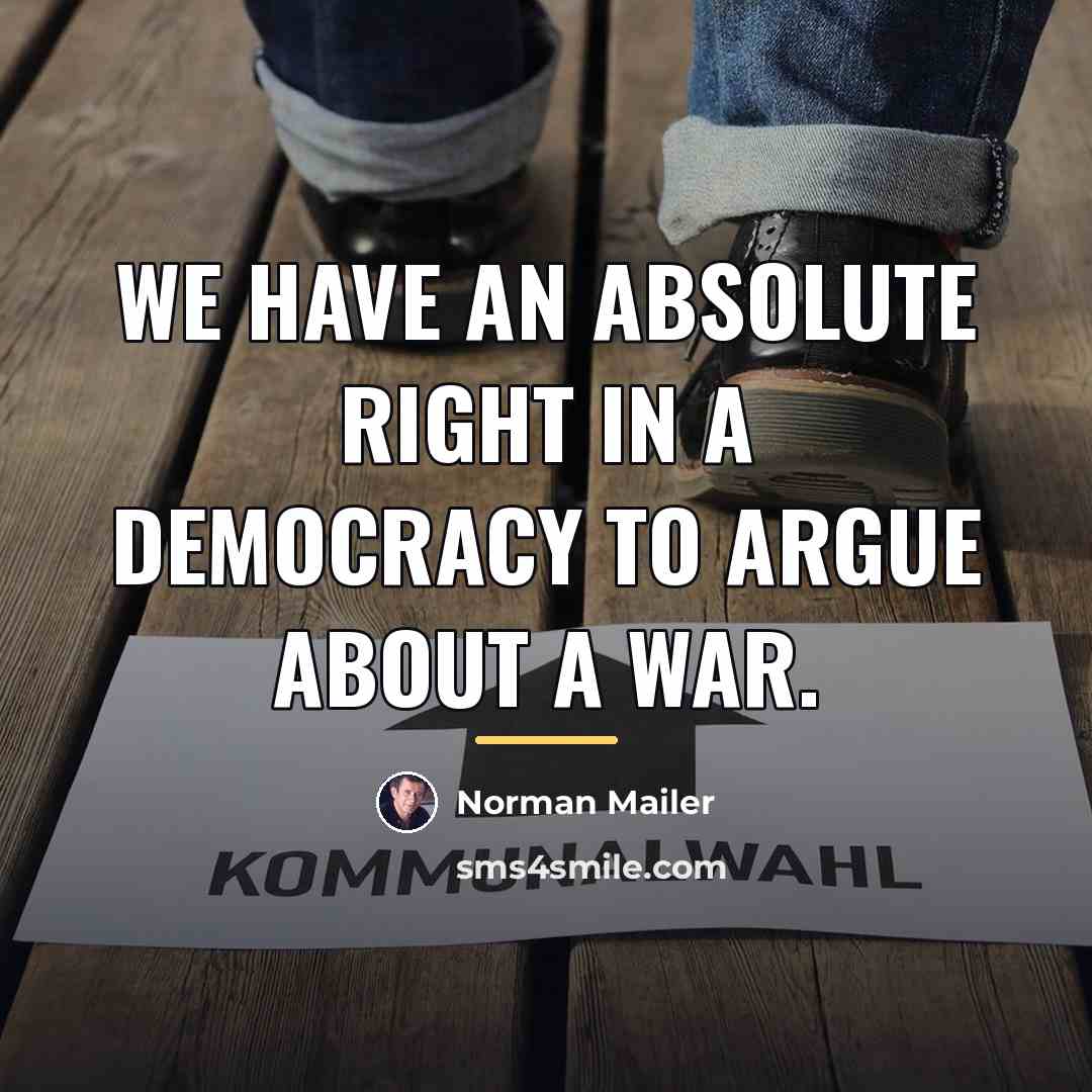 “We have an absolute right in a democracy to argue…” quote by Norman Mailer