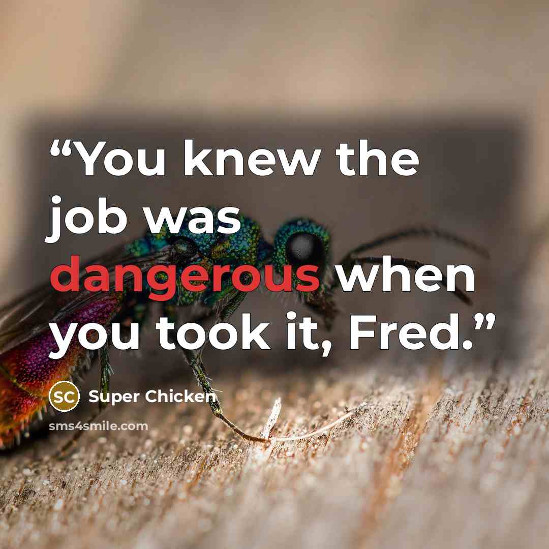 “You knew the job was dangerous when you took it, Fred.” quote by Super Chicken