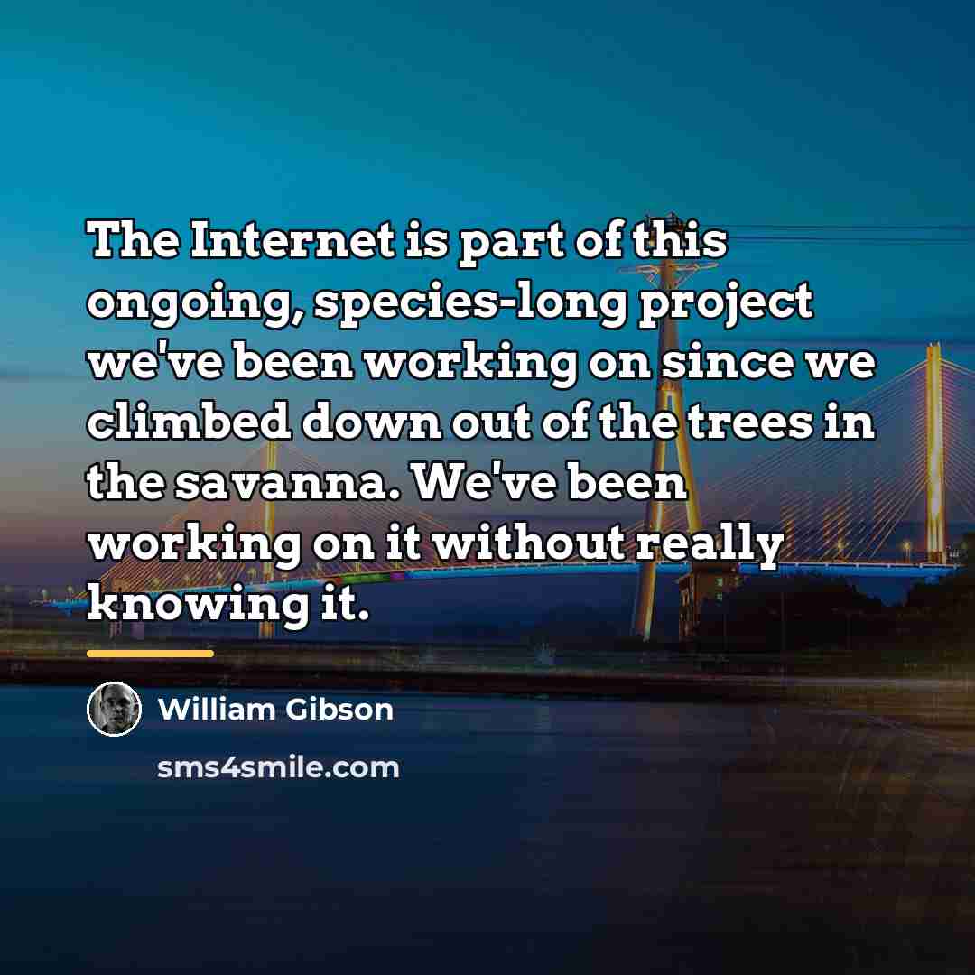 “The Internet is part of this ongoing, species-long project we've…” quote by William Gibson