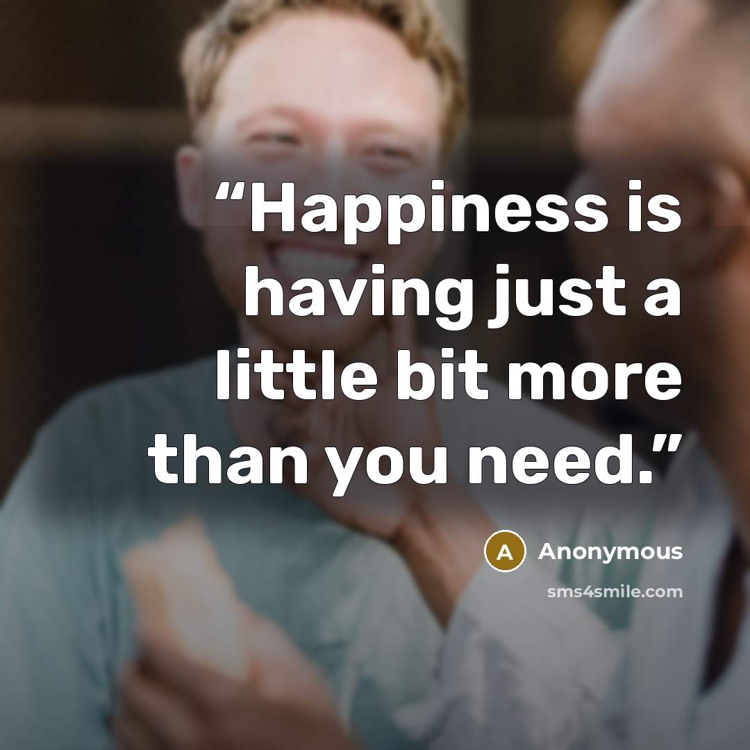 “Happiness is having just a little bit more than you need.” quote by Anonymous